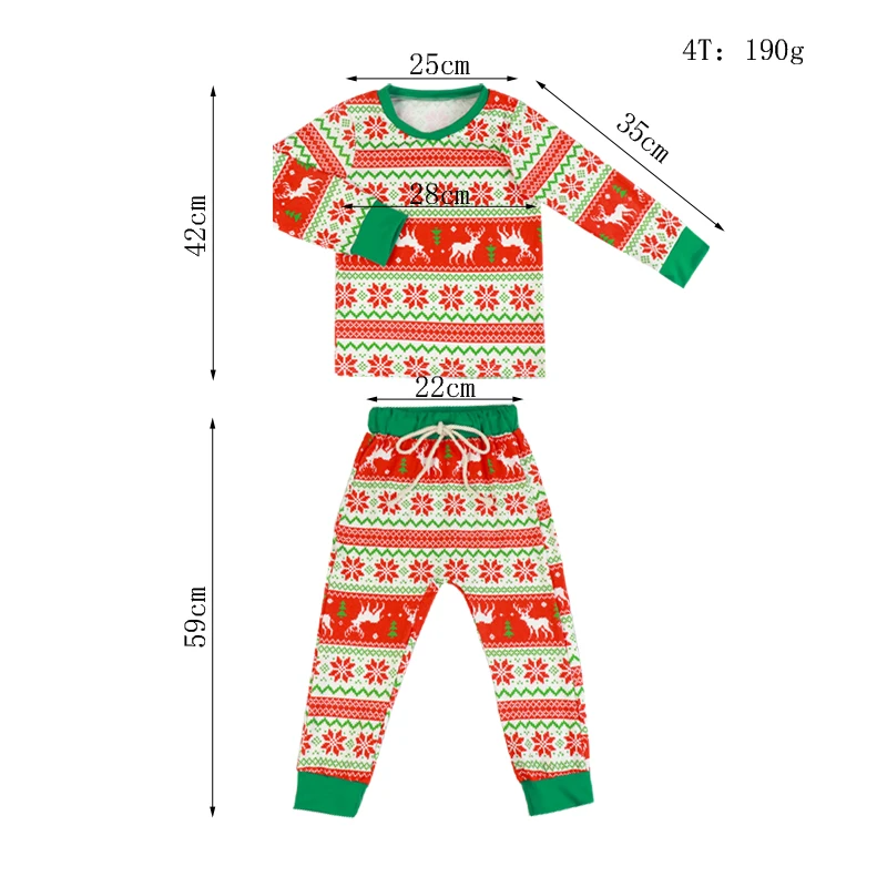 Customized Accept Little Girl Casual Pajamas Sets Autumn Winter Christmas Baby Boys Two-Pieces Sets Pajamas Wear