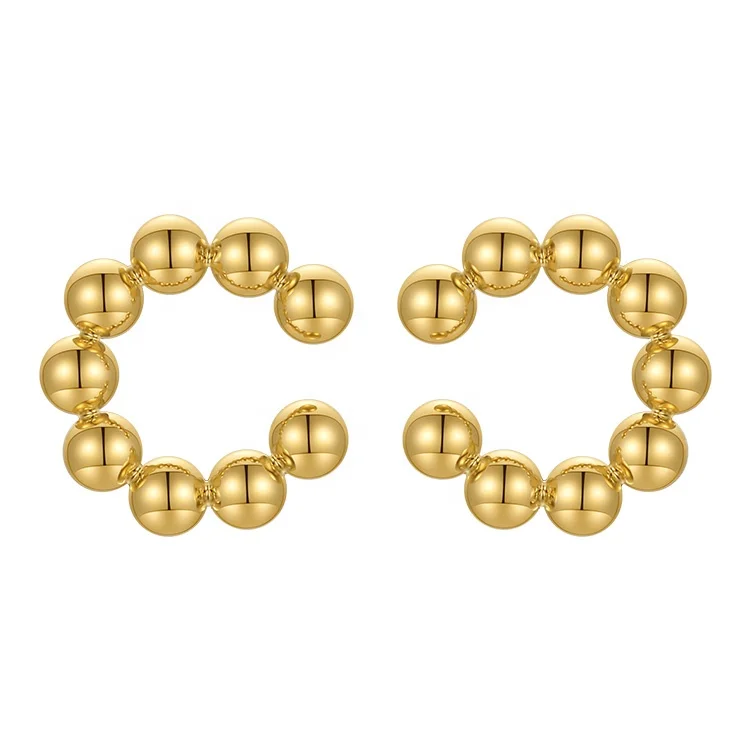 18K Gold Plated Stainless Steel Jewelry Small Steel Ball Ear Clips Accessories No Pierced Ear Earrings E211302