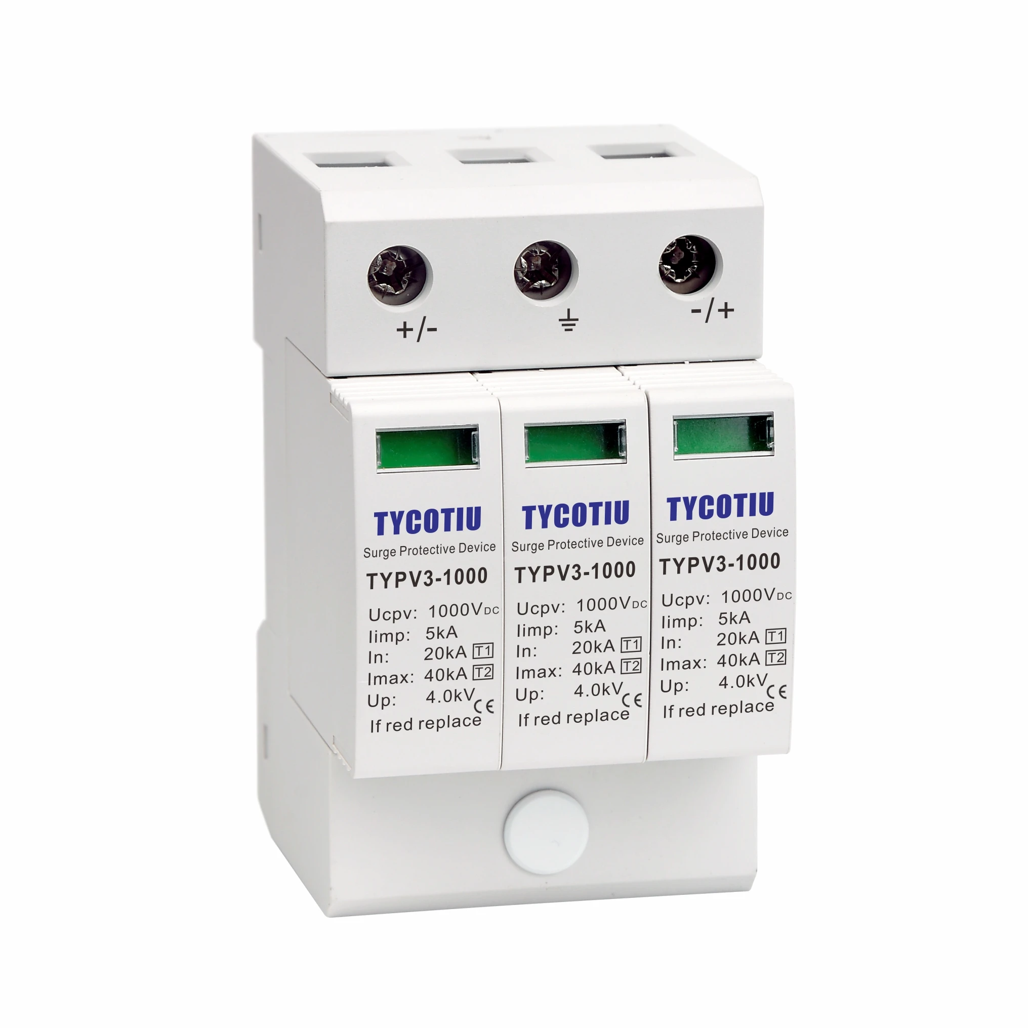 Tycotiu Typv3 1000 Surge Protector Device 3p Solar 1000v Pv Spd Dc