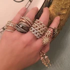 925 Sterling Ring Custom 925 Sterling Silver 18K Gold Plated Cubic Zircon Cuban Link Chain Ring