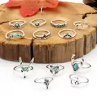 Silver Ring Rings Bohemian Antique Silver Color Ring Geometric Knuckle Midi Finger Jewelry Rings