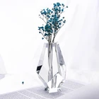 Flower Vase Handmade Geometric Cut Clear K9 Crystal Decoration Flower Bud Vase