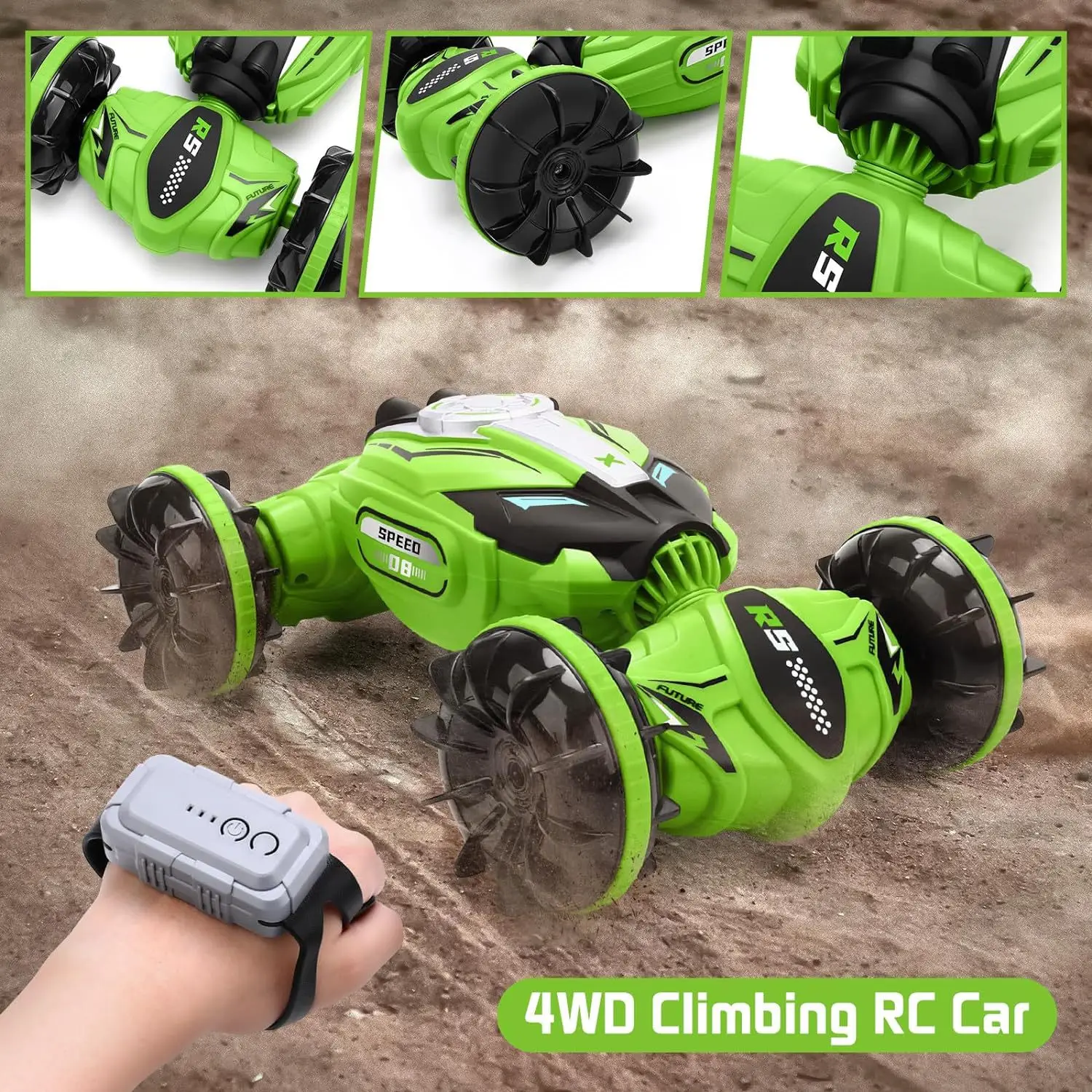 4WD Amphibious Car Toy 2.4G Remote Control Cars RC Watch Gesture Sensor Rotation Twist Stunt Drift Vehicle Children Toys