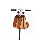Heart Shape Earrings Earrings 2022 Wooden Printed Heart Shape Rhinestone Earrings