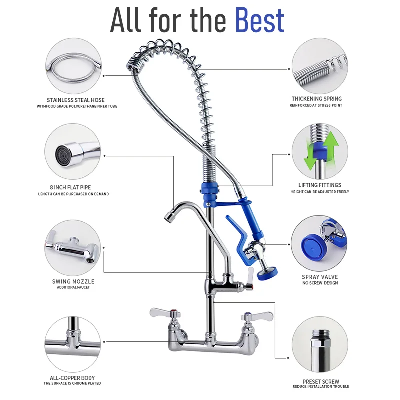 2 Way Rotatable Watersaving Dishwasher Pre Rinse Wels Commercial Pull Down Kitchen Faucet Without Socket manufacture