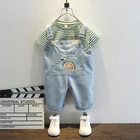 Boys Children's Denim Overalls Boys Bib Short Sleeve Baby Suspenders With Short Sleeves