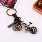 Key Chain New Design Bicycle Pendant Keyring Non-Fading Bronze Bike Charm Alloy Leather Key Chain