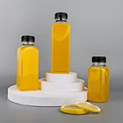 Juicy Bottle Customized Juicy 250/350/450Ml Transparent Food-Grade Flat Square Plastic Empty Beverage Water Bottle