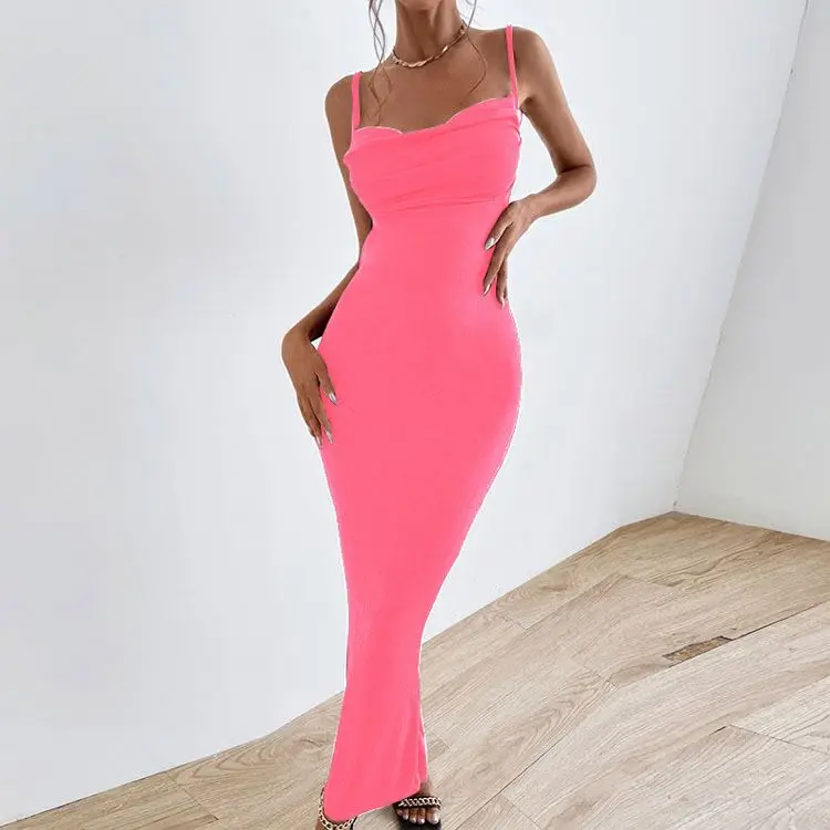Elegant Skims Maxi Dresses Sundress Sexy   Strap Backless Slim Fit Women Casual Long Dress Summer