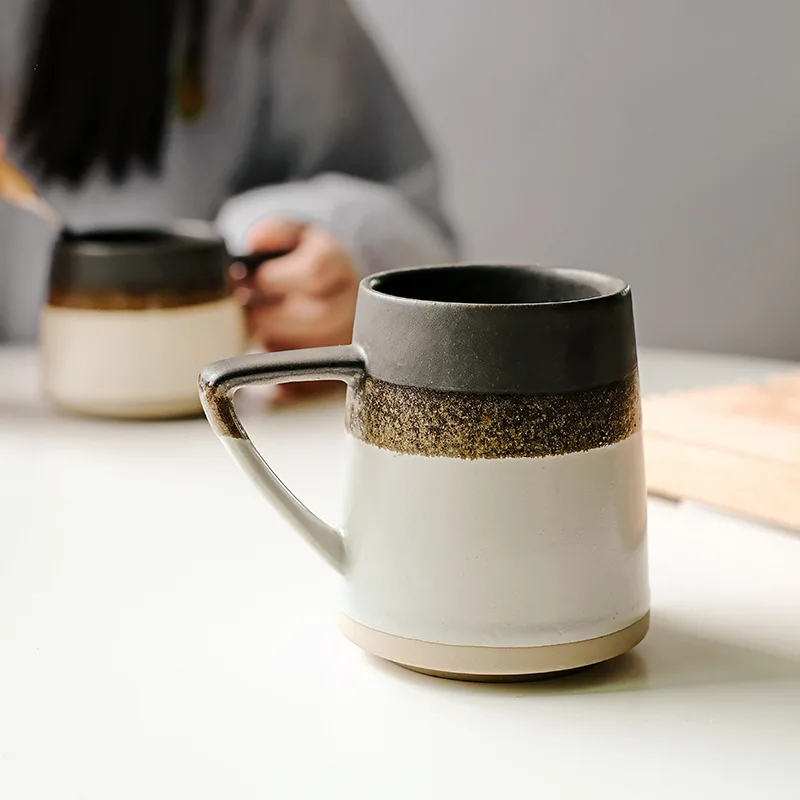 wholesale eco friendly bulk japanese style retro stoneware custom logo ceramic coffee mugs with handle