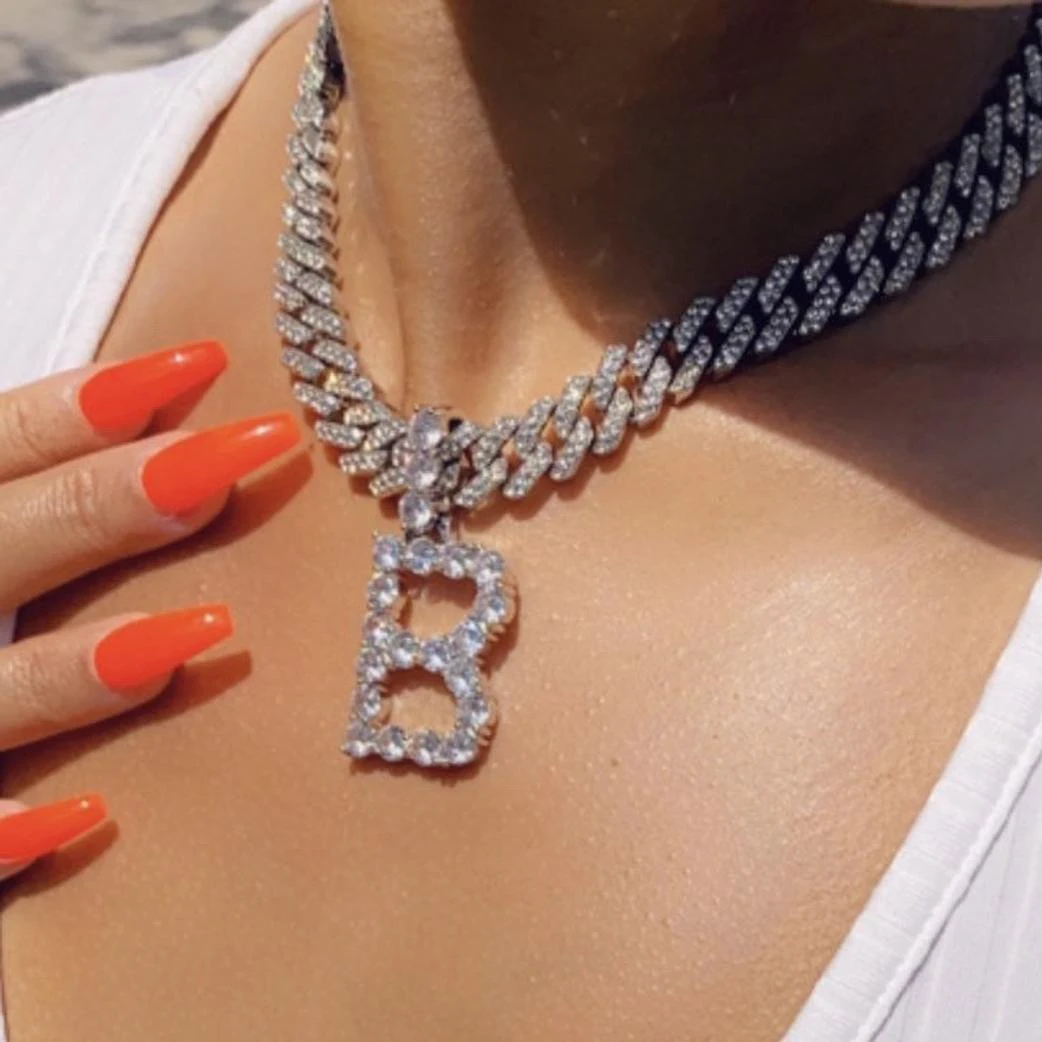 Fashion Iced Cuban Link Chain Letter 