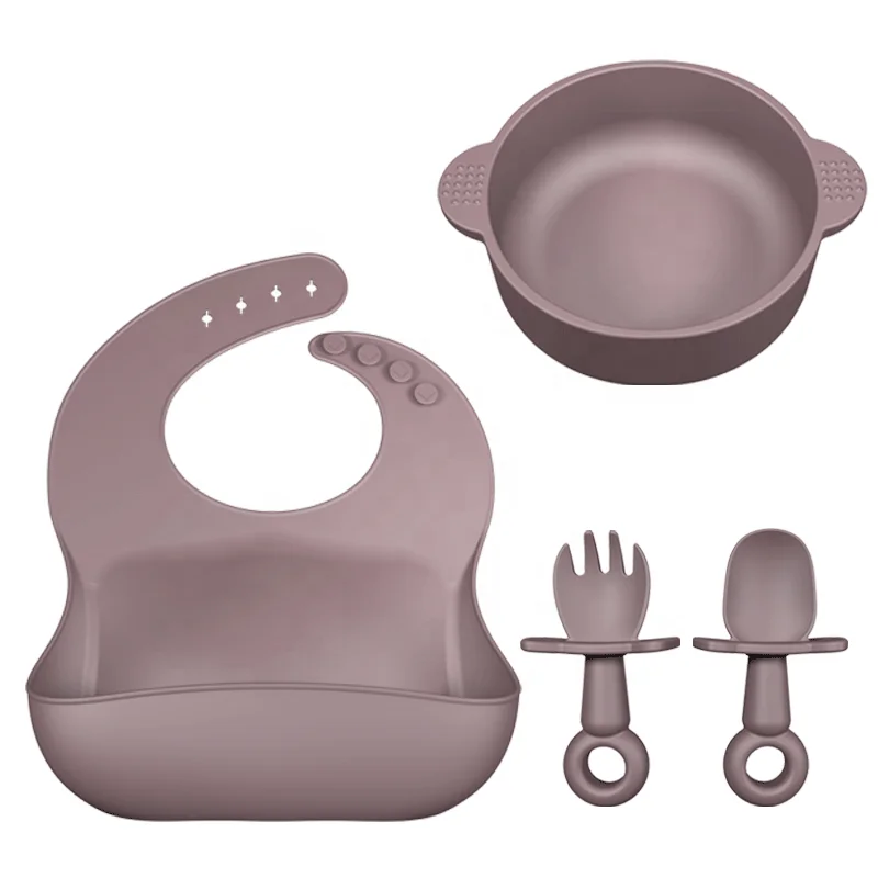 baberos de silicona para bebes Suction Kid Baby Feed Bowl Tableware Suction Dinnerware Plate Set Silicone baby feeding set