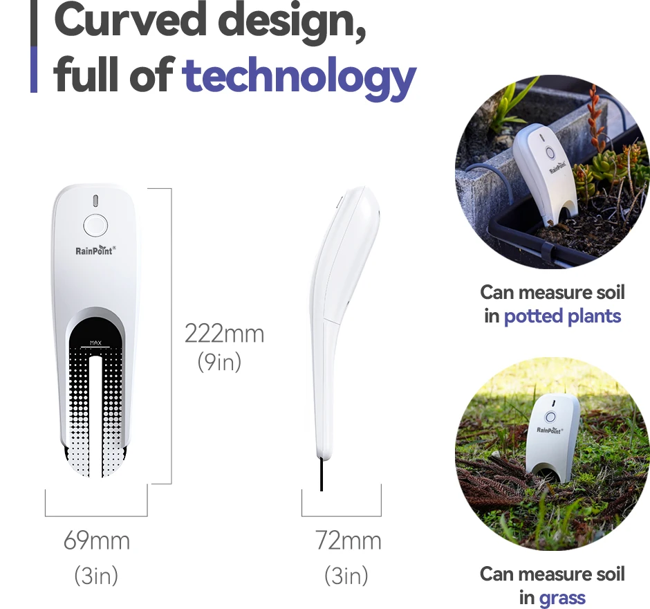 Soil Moisture Sensor Monitor Waterproof Compact Indicator Soil