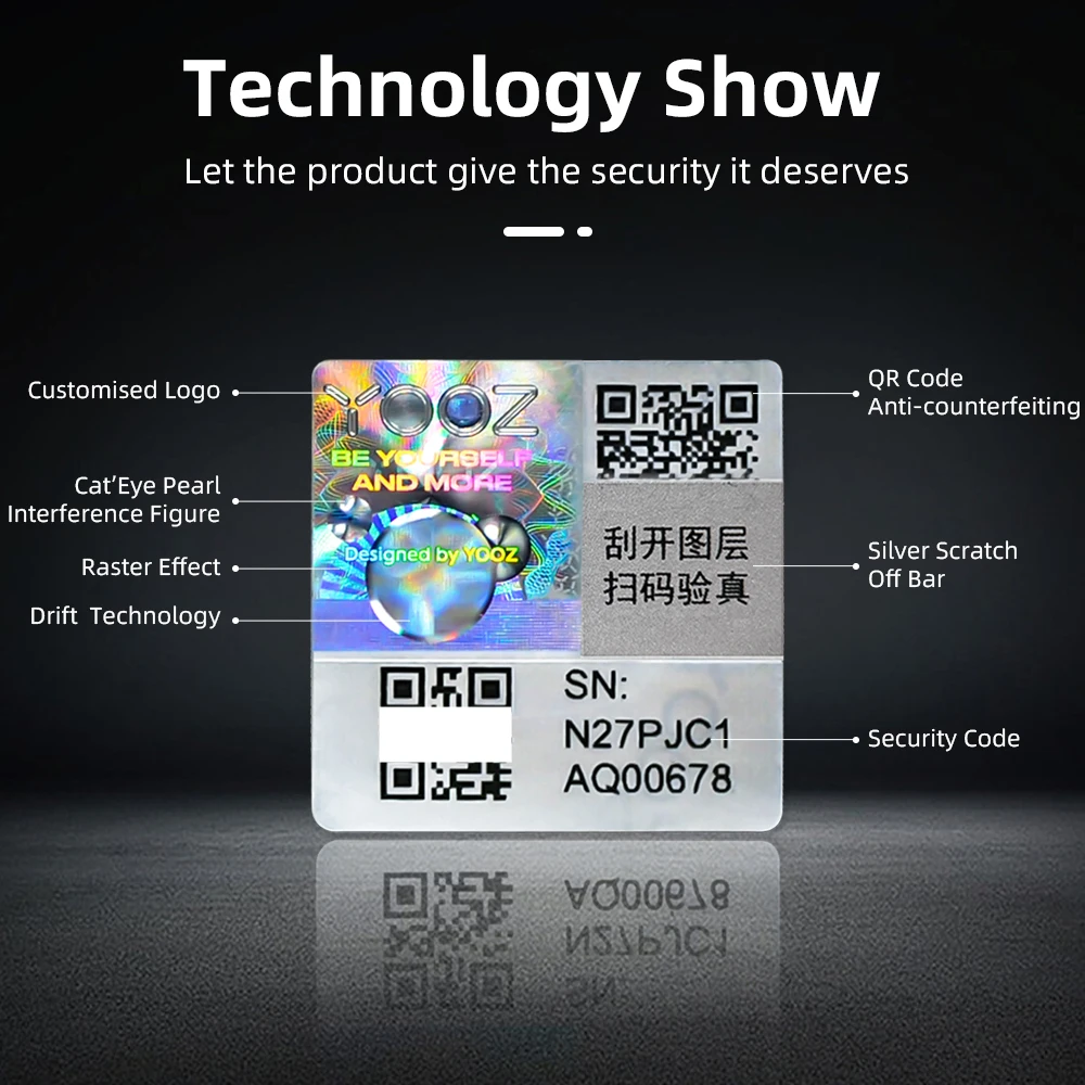 product custom holographic security label scrape qr code scratch off stickers glossy silver adhesive authenticity 3d hologram sticker-3