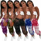Tie Dye Pants FASHIONWINNE Women Clothing High Waist Tie Dye Sports Trousers Casual Drawstring Women Pants