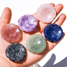 Thumb Worry Stone for Anxiety Healing Gemstone Pocket Crystal Chakra Flower Heart Water Drop Oval Shaped Palm Stone Massager