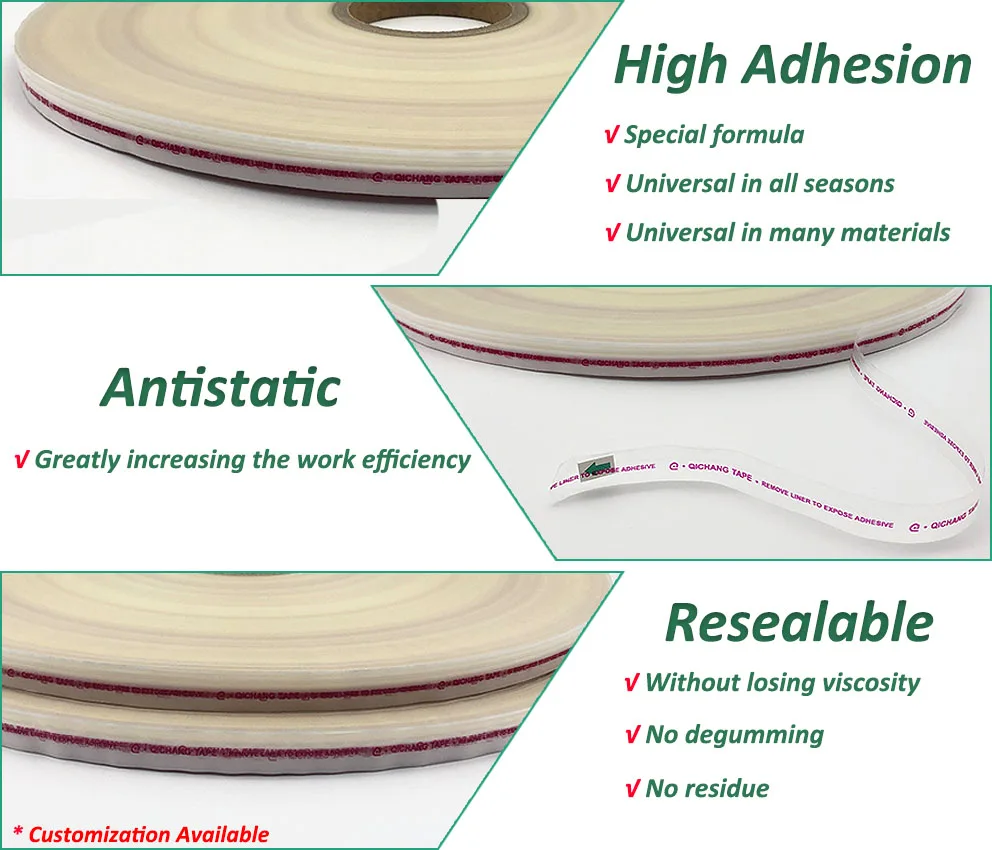 Adhesive Resealable Bag Sealing Tape Emulsion Based And Acrylic Pe