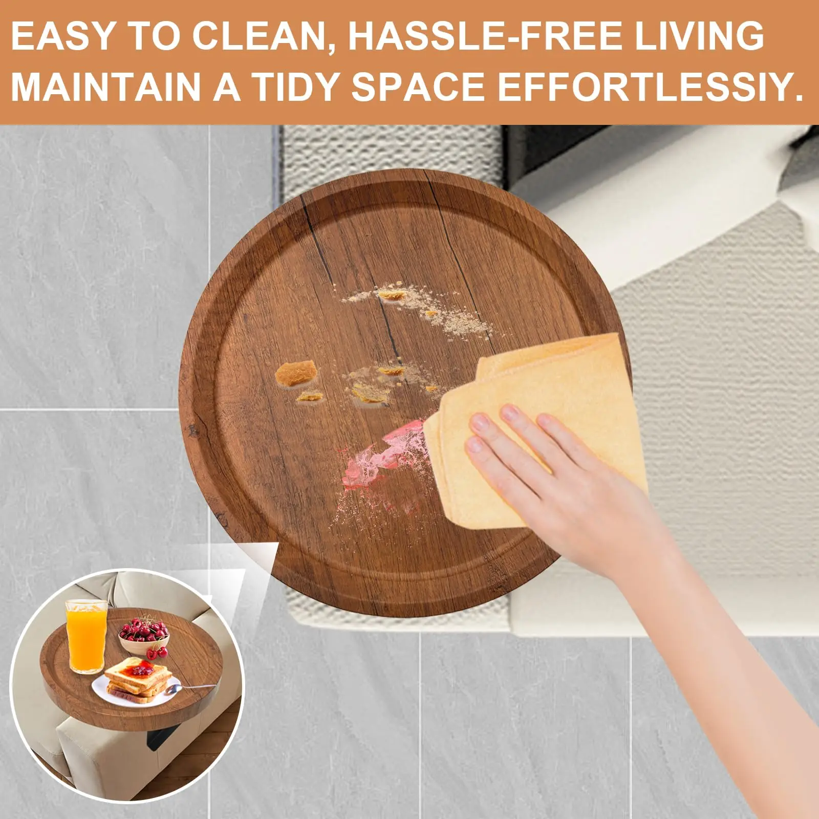 product custom foldable bamboo sofa armrest tray anti slip serving tray for food storage and table use-10