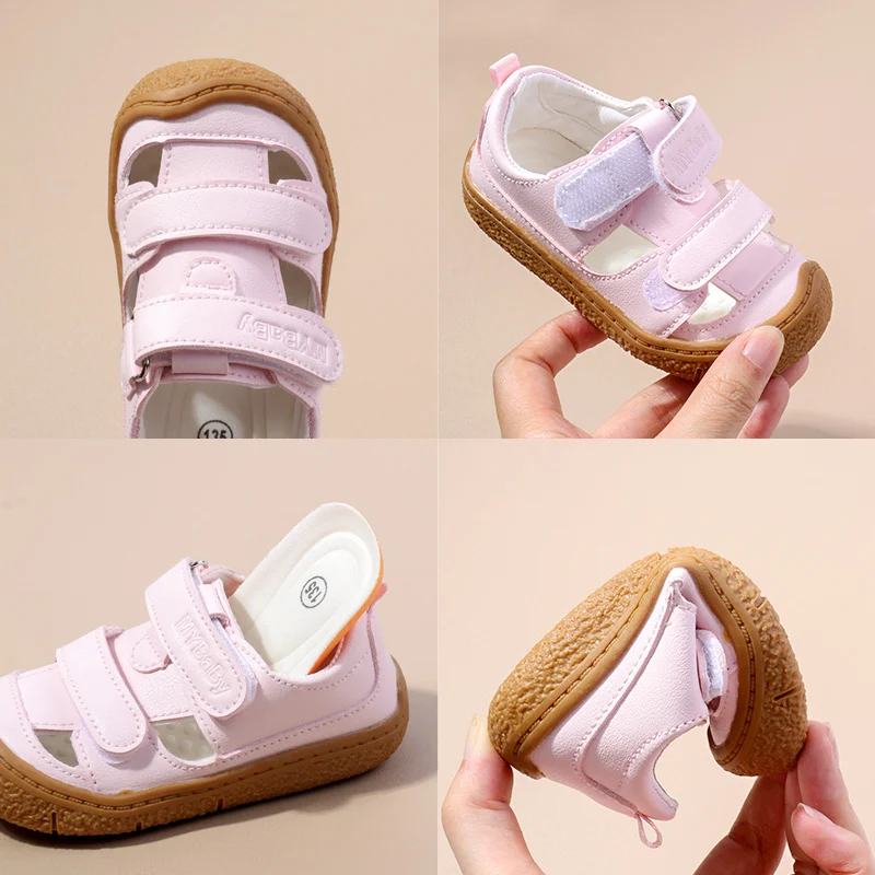 Hook&loop Summer Baby Girl Toddler Sandals Anti-Collision Toe Sound Baby Shoes When Walking details