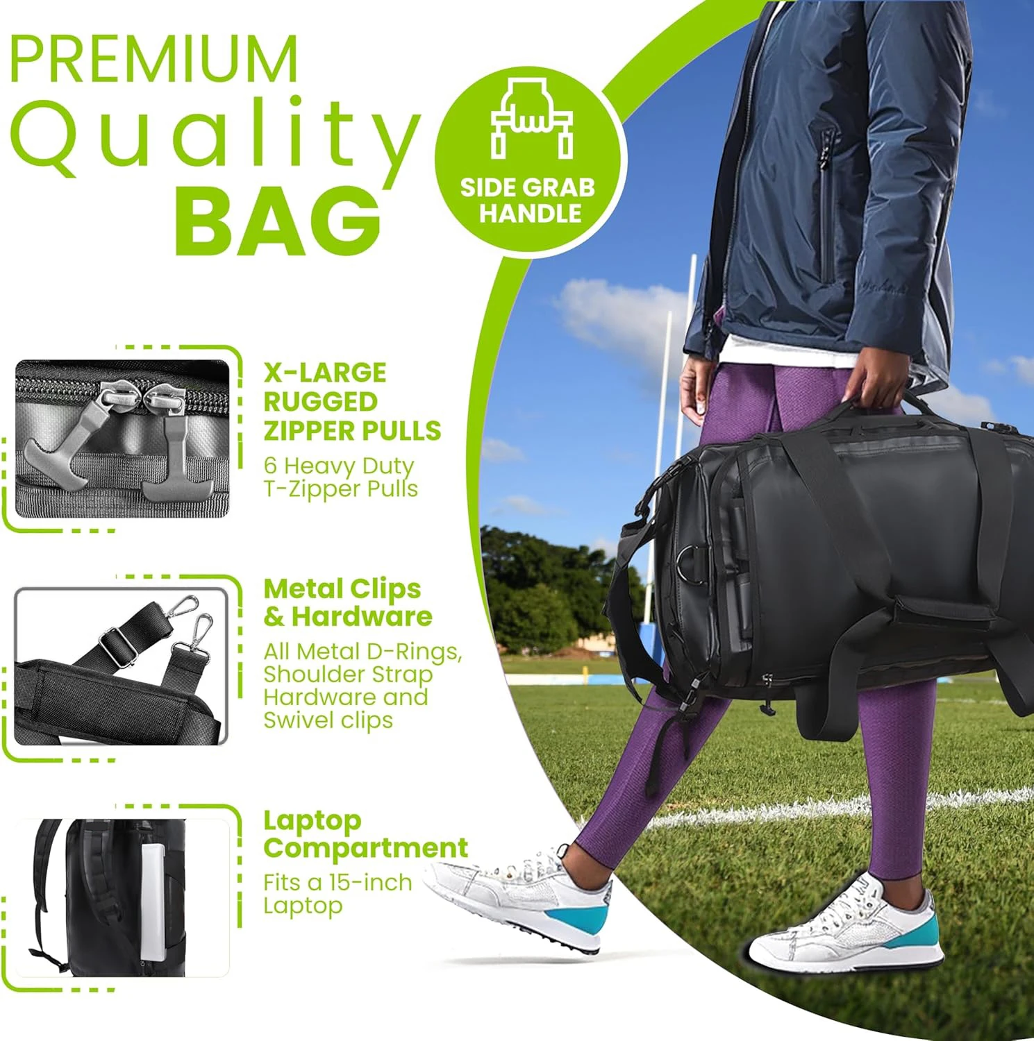 product adjustable football training ball carrier bag durable water resistant with shoe compartment accessory-5