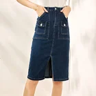 Women's Denim Skirt Women's Denim Skirt Multi Pocket Style Zipper Button Fly Spring Autumn Season