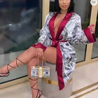 Wholesale Pink Satin Money Silk Robe Money Dress Print Women Money Dress Sexy Robe