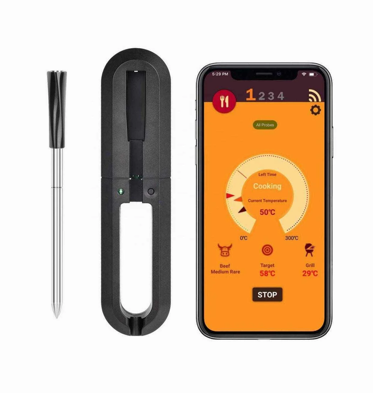 Wireless Bbq Cooking Meat Thermometer With Phone App - Buy Bbq Cooking Meat Thermometer,Wireless Bbq Thermometer,Meat Wireless Thermometer Product on