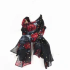Fashion Scarf 2021 New Fashion Black And Gold Flower Cotton Voile Foil Print Scarf Custom Vintage Wrap Shawl
