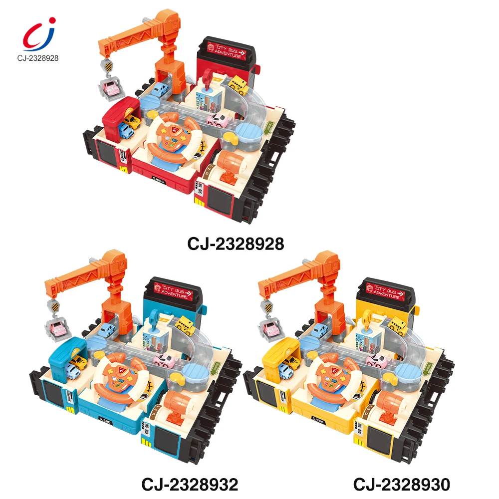 2 in1storage and deformation double decker bus car adventure toy sliding track kids indoor educational track toy slot toys