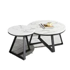 Table Copper Nordic Style Hoom Furniture Sintered Stone Table Round Top Copper Carbon Steel Base Coffee Table Tea Table