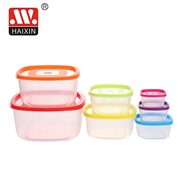 Haixing food organizer plastic yellow square food container 1.8L with lid bpa free clear storage box 12325