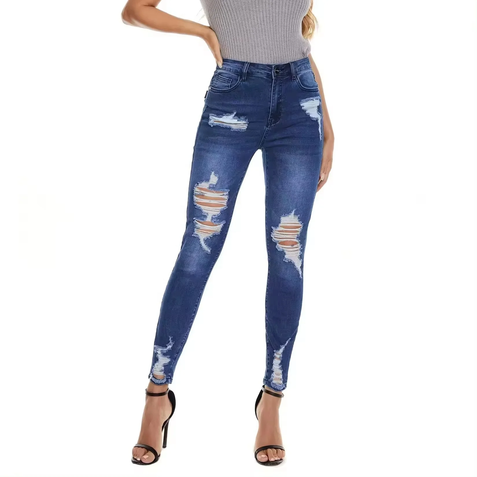 Women High Waist Skinny Pencil Jeans Ladies leggings Pants Wash denim Stretch Slim Denim Pencil Pants