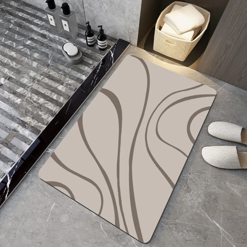Top-Rated Modern Home Anti-Slip Bathroom Floor Mats Solid Pattern Absorbent Diatomite Bath Mat