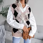 Knit Vest Sweater Vest 2021 Autumn School Style Diamond-shaped V-neck Casual Loose Knit Vest Sweater For Students
