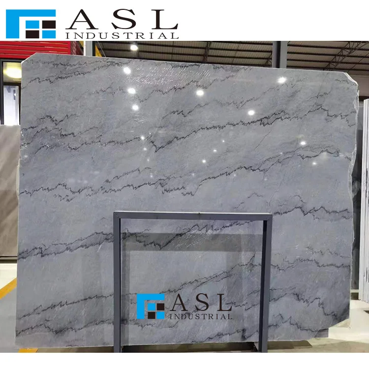 Luxury Bruce Book Match Natural Grey Marble Floor Tile Stone Slabs