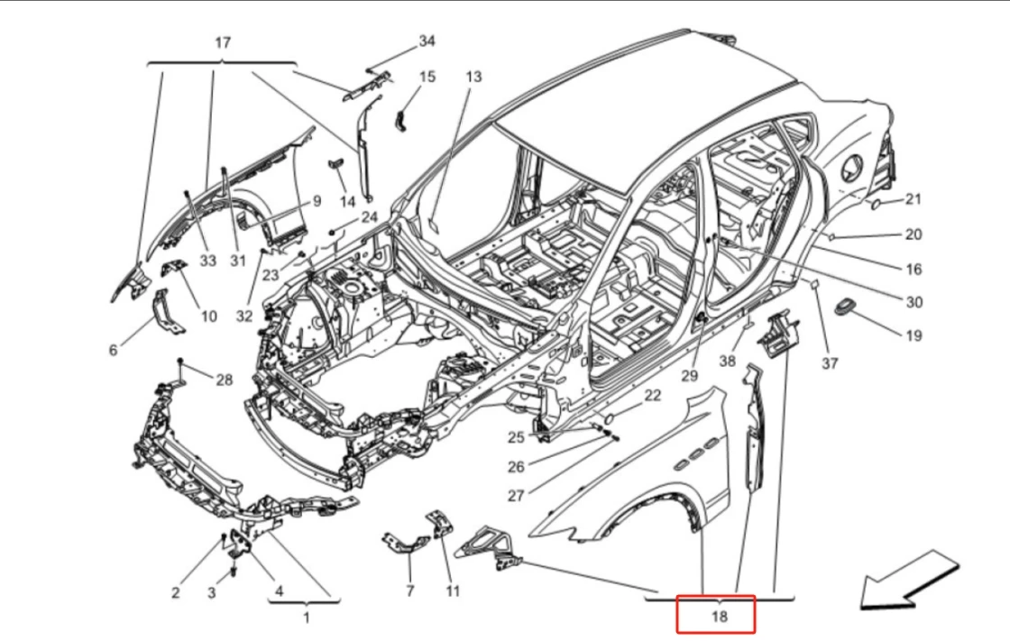 2025 Hot Sale Aluminum Alloy Front Side Fender Panel For Maserati Levante 2016-2025 OE 673005579 factory