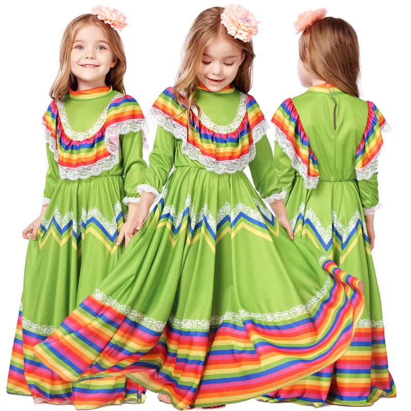 Vestidos Largos De Estilo Tradicional Mexicana Para Niñas,Ropa De Fiesta De  Cumpleaños,Fantasía,Baile Flamenco,Actuación - Buy Vestidos Largos,Vestido  Mexicano,Vestido Para Las Niñas Product on 