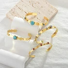 Turquoise Stainless Steel Blank Women New Marble Luxury Stone Jade Bracelet Ruby Vintage Turquoise Bangle
