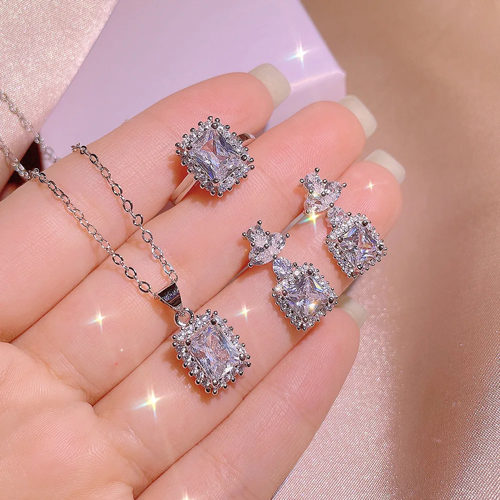 Wholesale Exquisite Square Diamond Princess Fashion Zircon Jewelry Set  Silver Plated Women Jewelry - Buy Fine Jewelry Jewelry Sets Product on  Alibaba.com