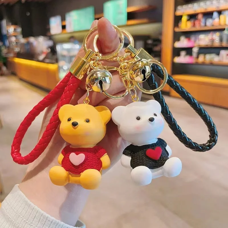 2023 Hot Selling Women Gift Bag Key Chain Valentine's Day Fashion Resin Pink Heart Cute bear Keychain