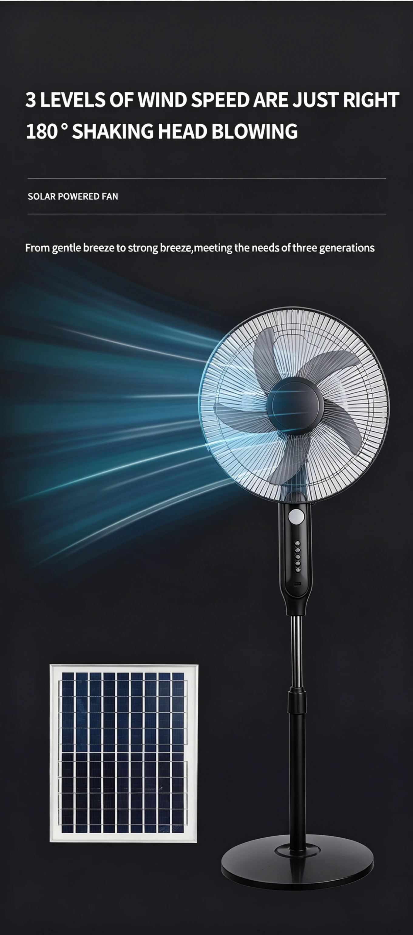 Floor Standing Fan, Solar, LED - detail 42