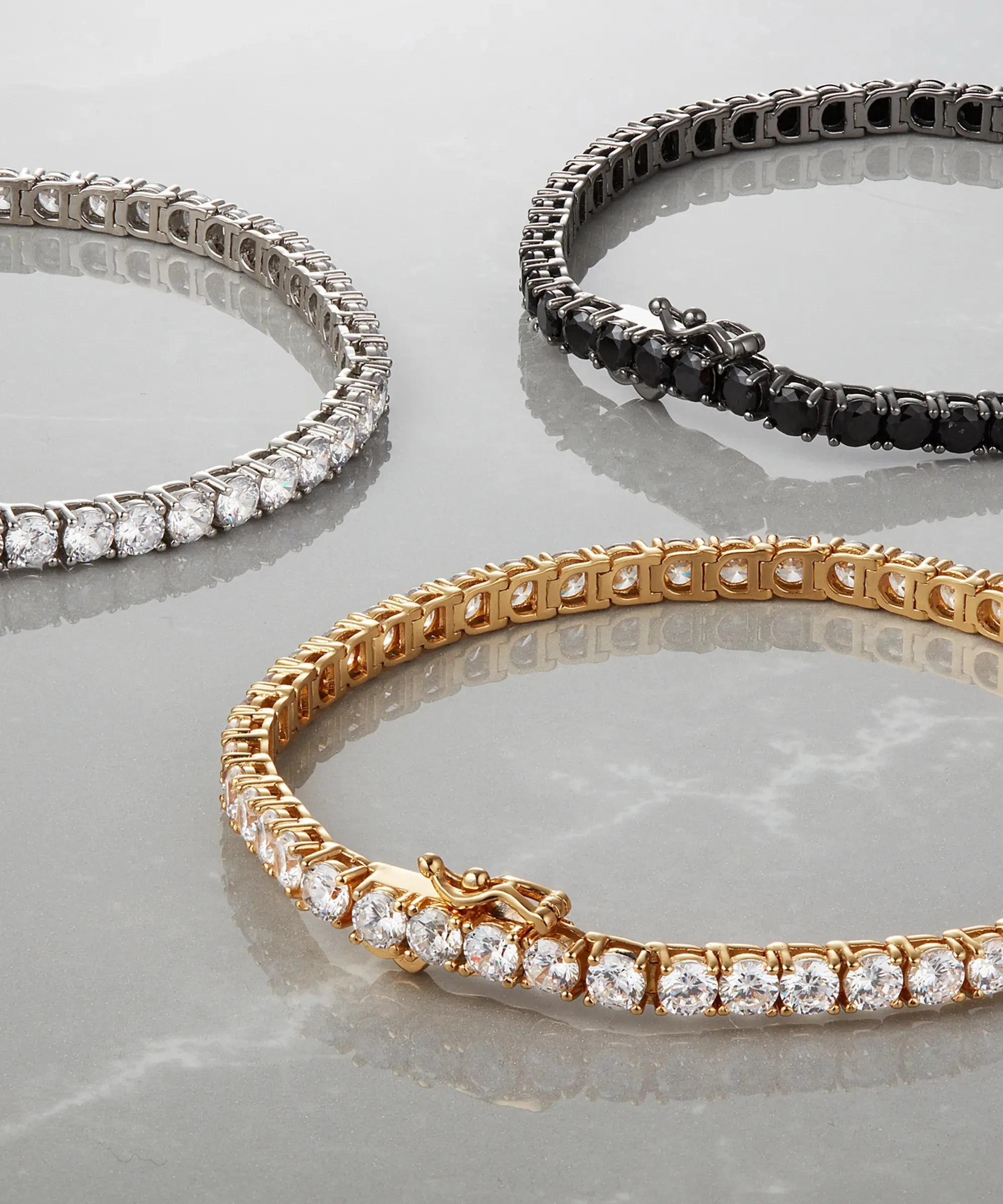 Women Men Thin 18K Gold Plated Jewelry Adjustable Stainless Steel Zircon CZ Diamond Cubic Zirconia Tennis Bracelet