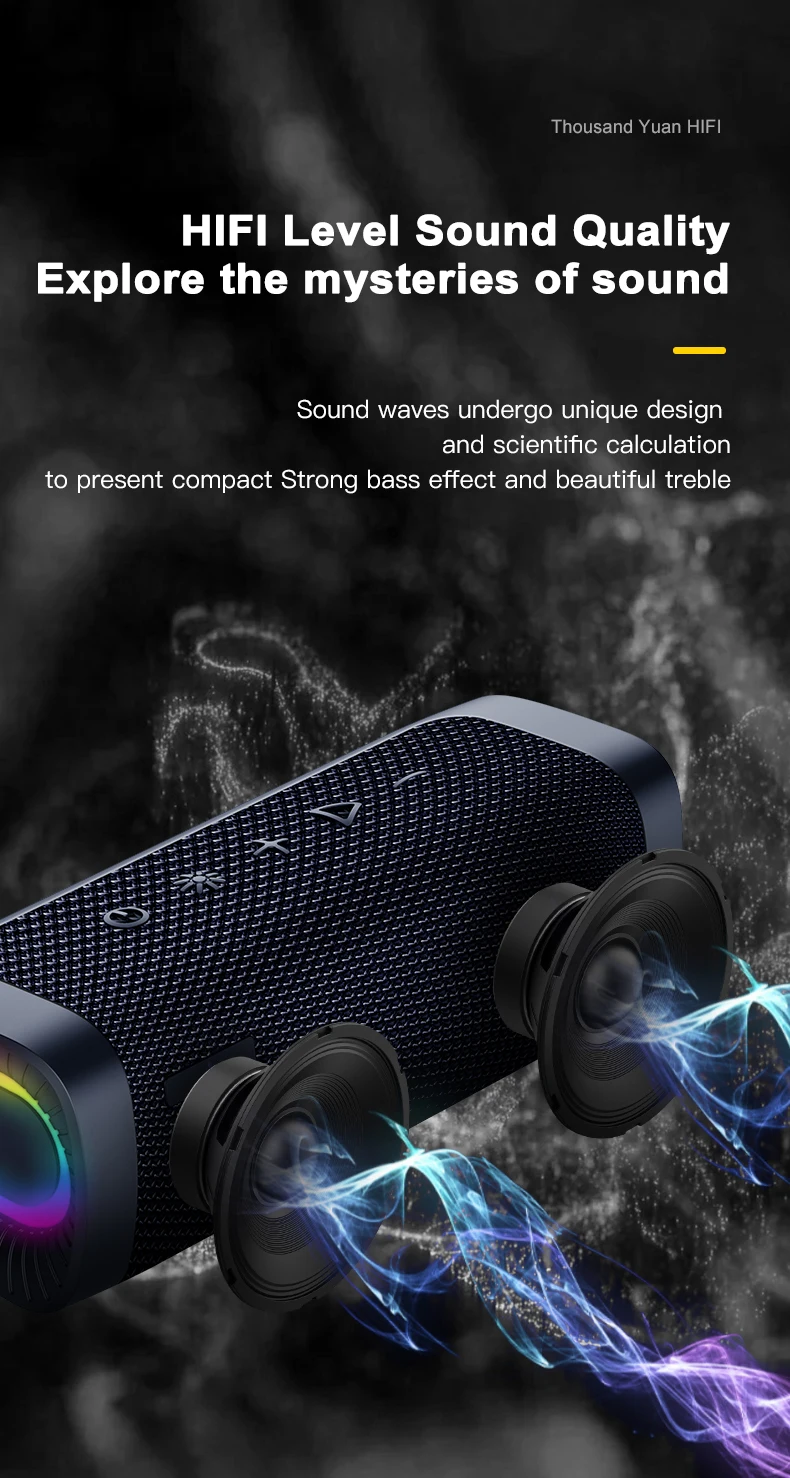 Factory customized Portable Wireless Bluetooth Speaker super bass sports outdoor RGB wireless speaker