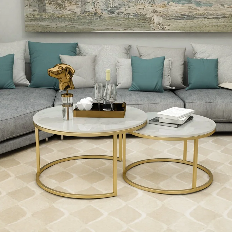 Marble Top Coffee Tables New Living Room Furniture Nordic Metal Sofa Accent Tea End Side Gold Luxury Modern Marble Coffee Tables