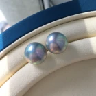 Silver Earrings Factory Wholesale 925 Silver Tahitian Black Pearl Stud Earrings