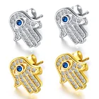 Stone Earring Dainty Trendy Jewelry Zirconia Stone Paved Hamsa Hand Eveil Eye Earring Studs For Women/Girls