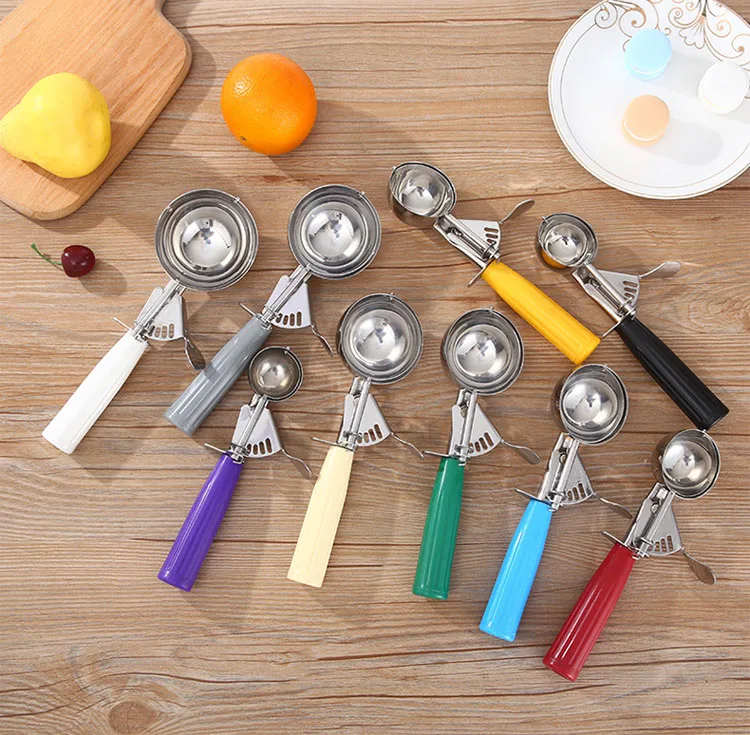 Full Sizes 304 Stainless Steel Ice Cream Trigger Scoop