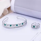 Aaa Hot Sale Exquisite Colorful AAA Cubic Zirconia Bracelet Ring 2 Piece Suit Wedding Charm Bracelet