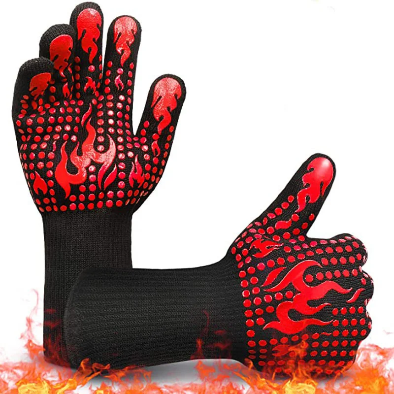 Wholesale Customized High-Temperature Resistant Silicone Cotton Oven Mitts Anti-Scald BBQ Grill Gloves Heat Insulation supplier