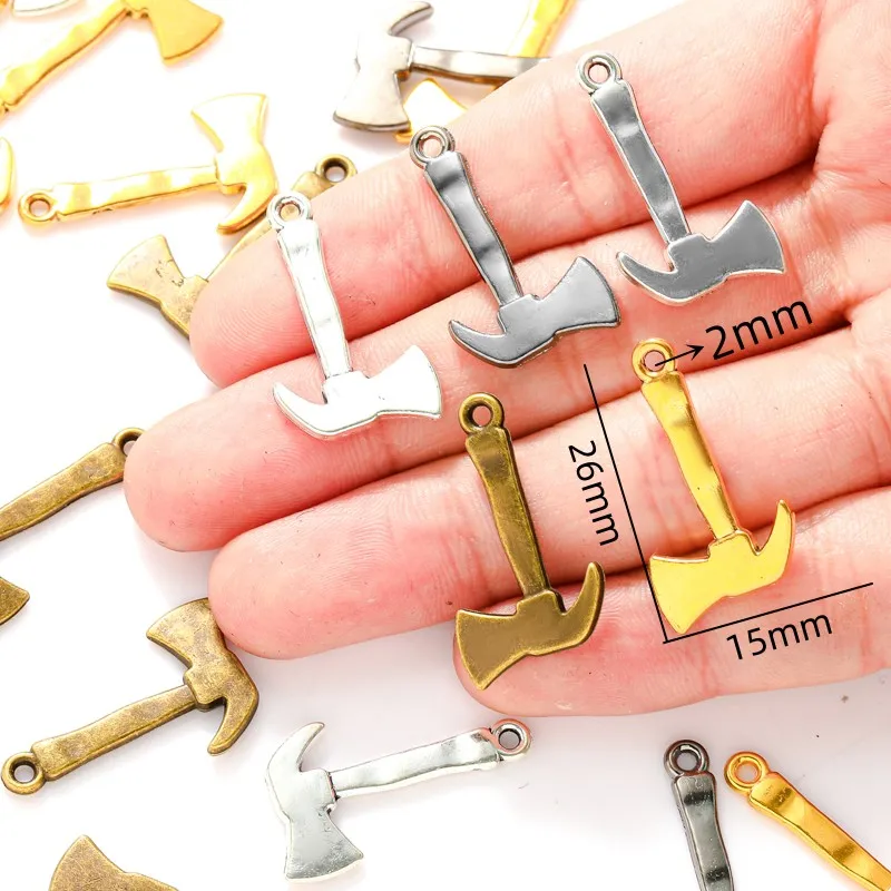 5 Color Alloy axe Charm For Key Chain Bracelet necklace Pendant DIY Handmade Jewelry Accessories Making 26*15mm J472